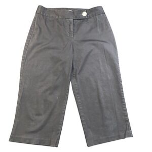 Vintage Blue Black Gaucho Pants Capris Wide Leg Single Button Size 10 Womens